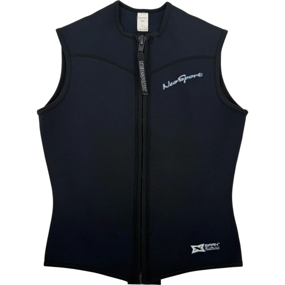 NeoSport Large Wetsuit Vest Black 2.5mm X-SPAN Full Zip Sleeveless‎ Scuba Unisex